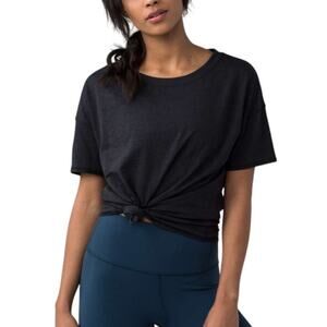 Lululemon Lightest Oversized Crop Tee Black Burnout Sheer Womens 4 Athleisure